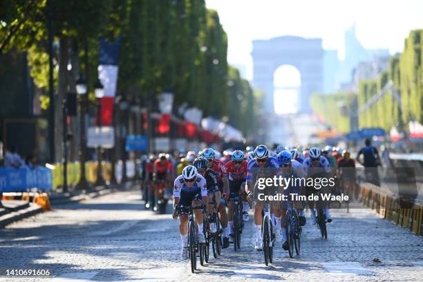 Andrea Bagioli of Italy and Quick-Step - Alpha Vinyl Team and Guillaume Van Keirsbulck of Belgium and Team Alpecin-Fenix lead the peloton during the...