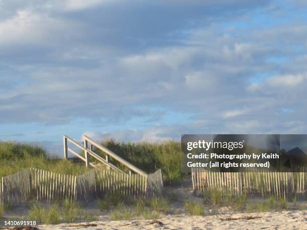 our beautiful environment: wooden stairway to sand dune heaven - insel long island stock-fotos und bilder