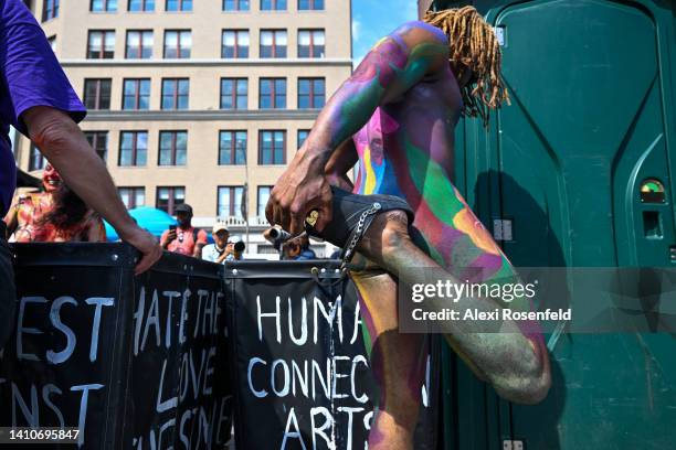 People participate in the 9th annual ‘NYC Body Painting Day’ in Union Square on July 24, 2022 in New York City. Despite an ongoing heatwave over 50...