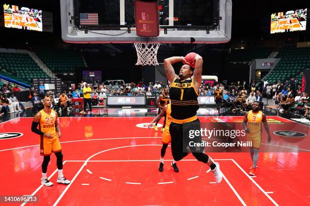 McDaniels of the Killer 3's dunks against Bivouac during BIG3 Week Six at Comerica Center on July 24, 2022 in Frisco, Texas.