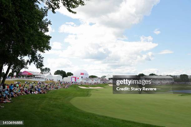 General view of the 18th hole during the final round of the 3M Open at TPC Twin Cities on July 24, 2022 in Blaine, Minnesota.