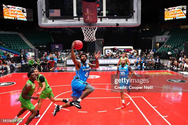 Glen Rice Jr. #41 of the Power lays up against the Aliens during BIG3 Week Six at Comerica Center on July 24, 2022 in Frisco, Texas.