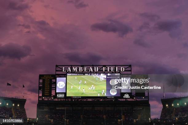 General view during the pre-season friendly match between Bayern Munich and Manchester City at Lambeau Field on July 23, 2022 in Green Bay, Wisconsin.