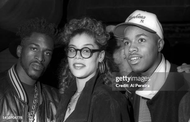 Rapper Rakim , Real Roxanne and D-Nice of Boogie Down Productions attend Heavy D's 23rd Birthday Party on May 23, 1990 in New York City.