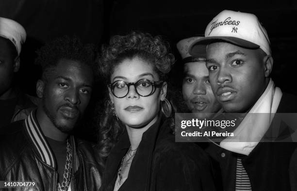 Rapper Rakim , Real Roxanne and D-Nice of Boogie Down Productions attend Heavy D's 23rd Birthday Party on May 23, 1990 in New York City.
