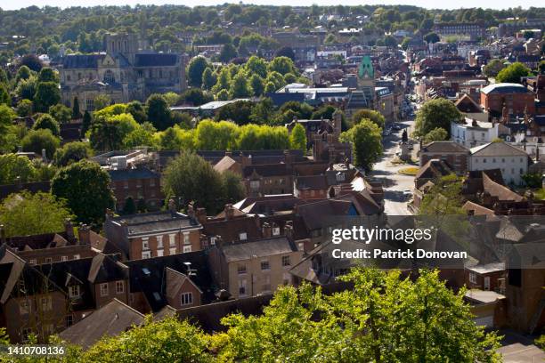 winchester, england from st. giles hill - winchester england stock pictures, royalty-free photos & images