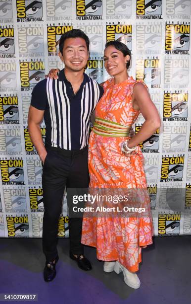Simu Liu and Rosario Dawson attend Funko: Pop Talk Live! Panel during 2022 Comic-Con International: San Diego at San Diego Convention Center on July...