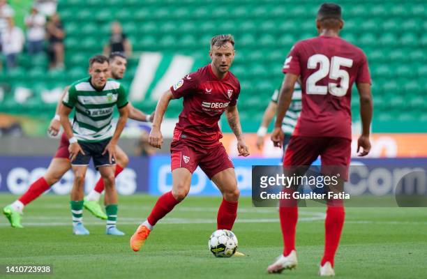 Ivan Rakitic of Sevilla FC in action during the Cinco Violinos Trophy match between Sporting CP and Sevilla FC at Estadio Jose Alvalade on July 24,...