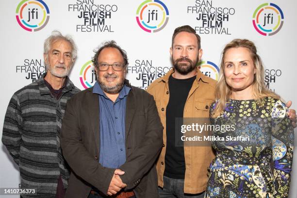 Actor David Strathairn, director Derek Goldman, director Jeff Hutchens and producer Eva Anisko arrive at the premiere of "Remember This" during the...