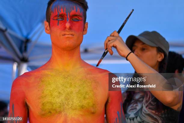 People participate in the 9th annual ‘NYC Body Painting Day’ in Union Square on July 24, 2022 in New York City. Despite an ongoing heatwave over 50...