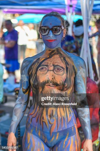 People participate in the 9th annual ‘NYC Body Painting Day’ in Union Square on July 24, 2022 in New York City. Despite an ongoing heatwave over 50...