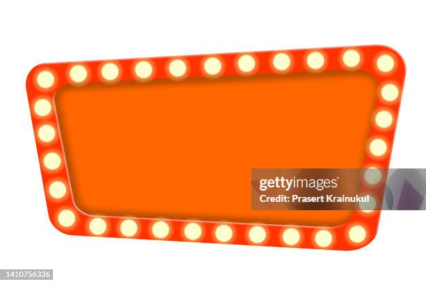 realistic isolated retro neon signs with clipping path. trapezoid - light bulb frame stock pictures, royalty-free photos & images