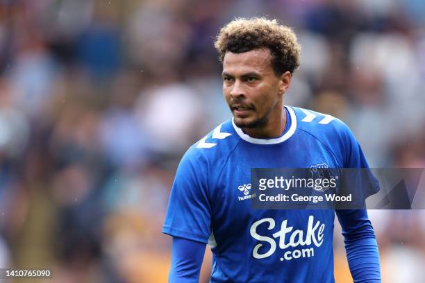 Dele Alli of Everton looks on during the Pre-Season Friendly match between Blackpool and Everton at Bloomfield Road on July 24, 2022 in Blackpool,...