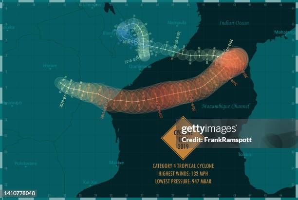 zyklon idai 2019 track southern indian ocean infografik - idai stock-grafiken, -clipart, -cartoons und -symbole