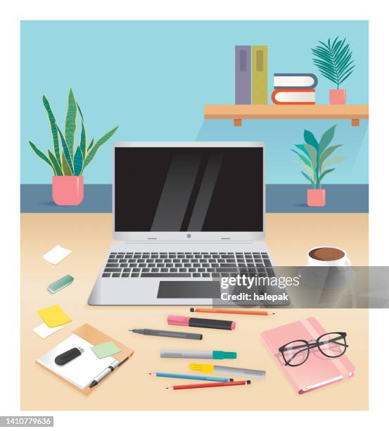 office desk - office backgrounds stock illustrations