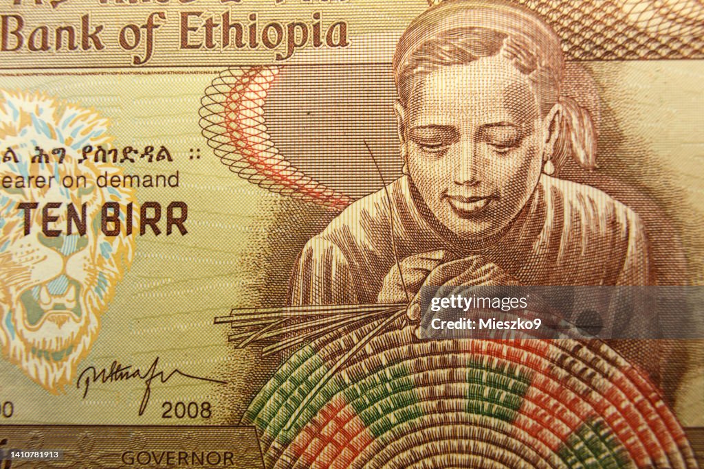 Ten Ethiopian birr banknote.