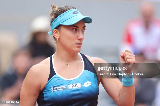 May 28. Danka Kovinic of Montenegro reacts during her match against Iga Swiatek of Poland on Court Philippe Chatrier during the singles third round...