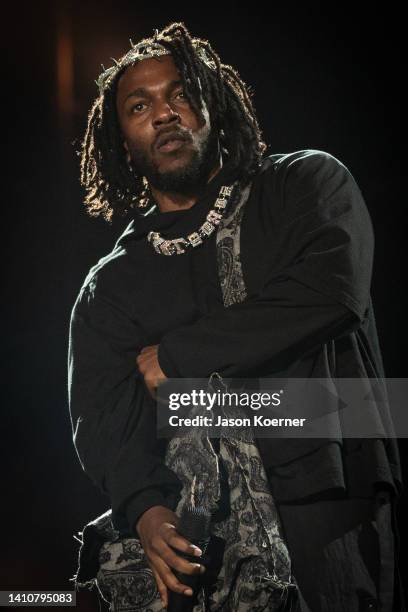 Rapper Kendrick Lamar performs onstage during day three of Rolling Loud Miami 2022 at Hard Rock Stadium on July 24, 2022 in Miami Gardens, Florida.