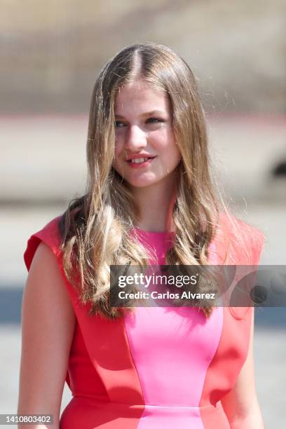 Crown Princess Leonor of Spain attends the national offering to the apostle Santiago during the regional festivity at the Cathedral of Santiago on...