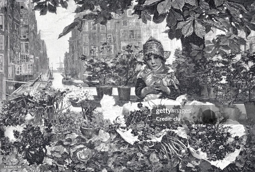 Female flower seller in Amsterdam