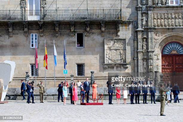 Princess Sofia of Spain, Crown Princess Leonor of Spain, King Felipe VI of Spain and Queen Letizia of Spain attend the national offering to the...