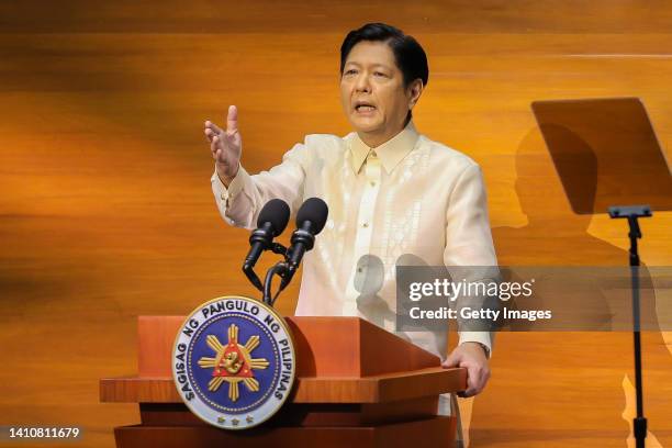 Philippine President Ferdinand "Bongbong" Marcos Jr. Delivers his first State of the Nation Address before lawmakers at the House of Representatives...