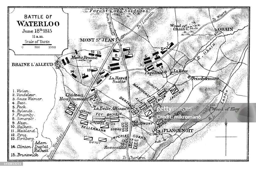 Waterloo England Map Old Engraved Map Of Battle Of Waterloo High-Res Stock Photo - Getty Images