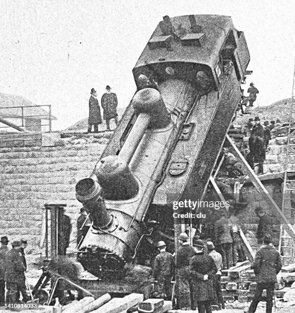 accident on the vienna railways, fallen locomotive - train crash stock illustrations
