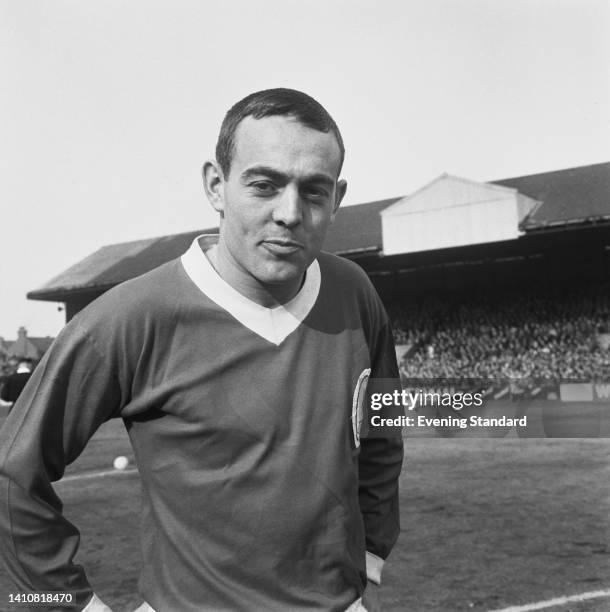 British footballer Ian St John , Liverpool forward, ahead of the English League Division Two match between Leyton Orient and Liverpool at Brisbane...