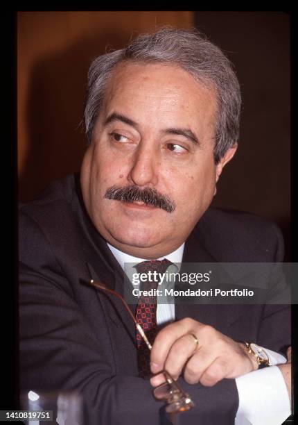 Portrait of Italian magistrate Giovanni Falcone. Rome , 1990s