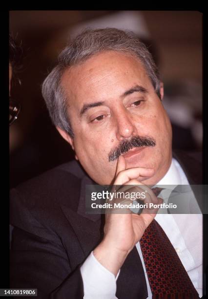 Portrait of Italian magistrate Giovanni Falcone. Rome , 1990s