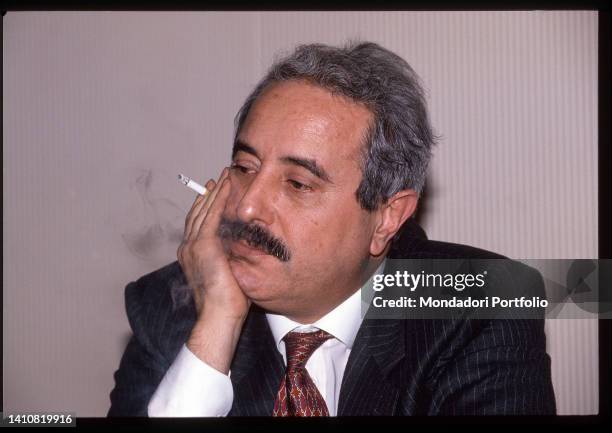 Portrait of Italian magistrate Giovanni Falcone. Rome , 1990s