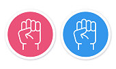 Raised Fist Line Icon Design Element