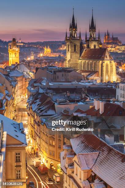 historical center of prague in winter - hradcany castle stock pictures, royalty-free photos & images