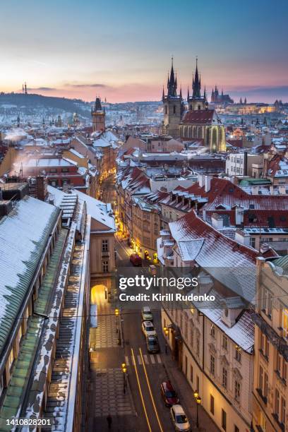 historical center of prague in winter - hradcany castle stock pictures, royalty-free photos & images