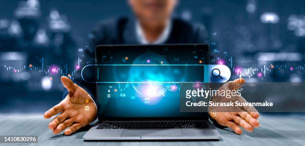 business people use internet for information and browsing information network concept - searching the web imagens e fotografias de stock