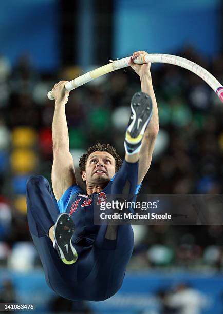 Brad Walker of the United States competes in the Men's Pole Vault Final during day two of the 14th IAAF World Indoor Championships at the Atakoy...
