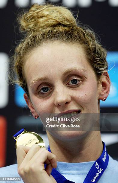 Francesca Halsall of Loughborough University S & WPC wins the Gold medal in the Women’s 50m Freestyle Final during day eight of the British Gas...