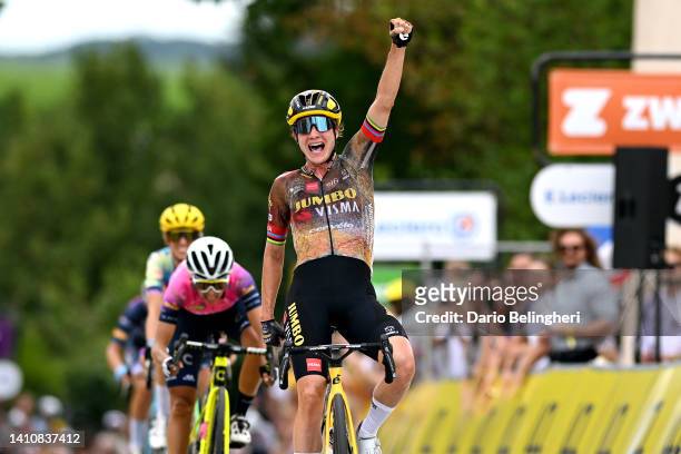 Marianne Vos of Netherlands and Jumbo Visma Women Team celebrates winning during the 1st Tour de France Femmes 2022, Stage 2 a 136,4km stage from...