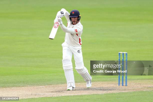 Keaton Jennings of Lancashire bats during the LV= Insurance County Championship match between Lancashire and Kent at Emirates Old Trafford on July...