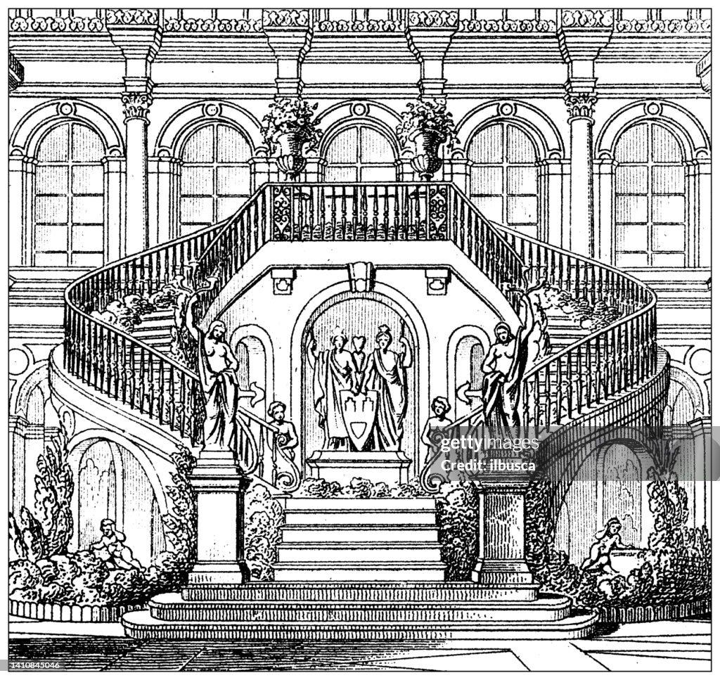 Antique illustration: constructions and architecture: Hotel de Ville, Paris