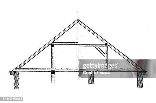 Antique illustration: constructions and architecture: Timber frames and joints Antique illustration: constructions and architecture: Timber frames and joints