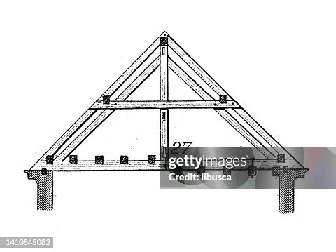 Antique illustration: constructions and architecture: Timber frames and joints Antique illustration: constructions and architecture: Timber frames and joints