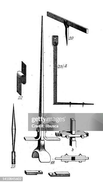 antique illustration: constructions and architecture: lightning rod - steel bars stock illustrations