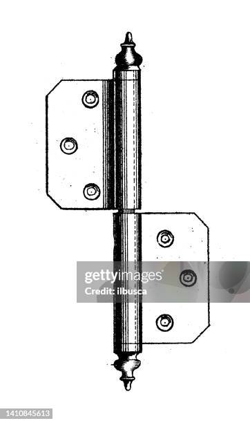 antique illustration: constructions and architecture: door and window locks and hinges - closing shutter stock illustrations