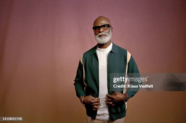 front view of elderly confident man wearing jacket - fashion attitude stock pictures, royalty-free photos & images