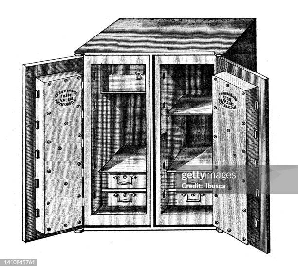 antique illustration: constructions and architecture: safe - the opening of the new development bank stock illustrations