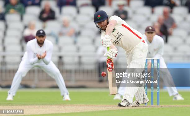 Steven Croft of Lancashire bats during the LV= Insurance County Championship match between Lancashire and Kent at Emirates Old Trafford on July 25,...