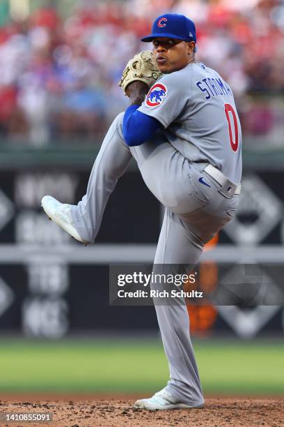 Marcus Stroman of the Chicago Cubs in action during a game against the Philadelphia Phillies at Citizens Bank Park on July 23, 2022 in Philadelphia,...