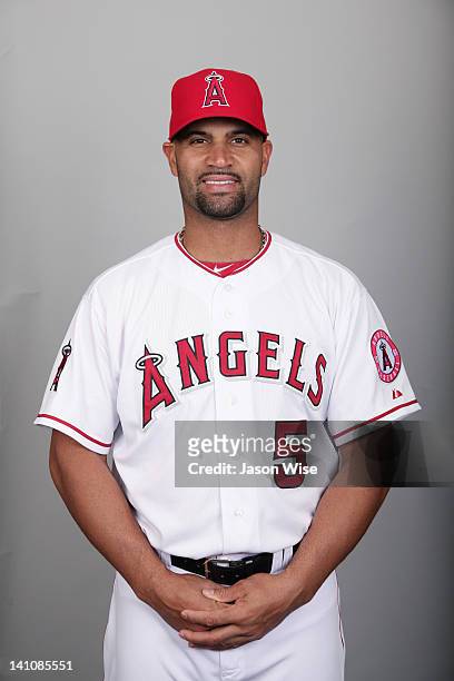 Albert Pujols of the Los Angeles Angels of Anaheim poses during Photo Day on Wednesday, February 29, 2012 at Tempe Diablo Stadium in Tempe, Arizona.